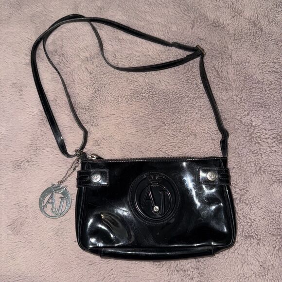 Vintage Armani Jeans Purse Black Patent Leather - Picture 1 of 10